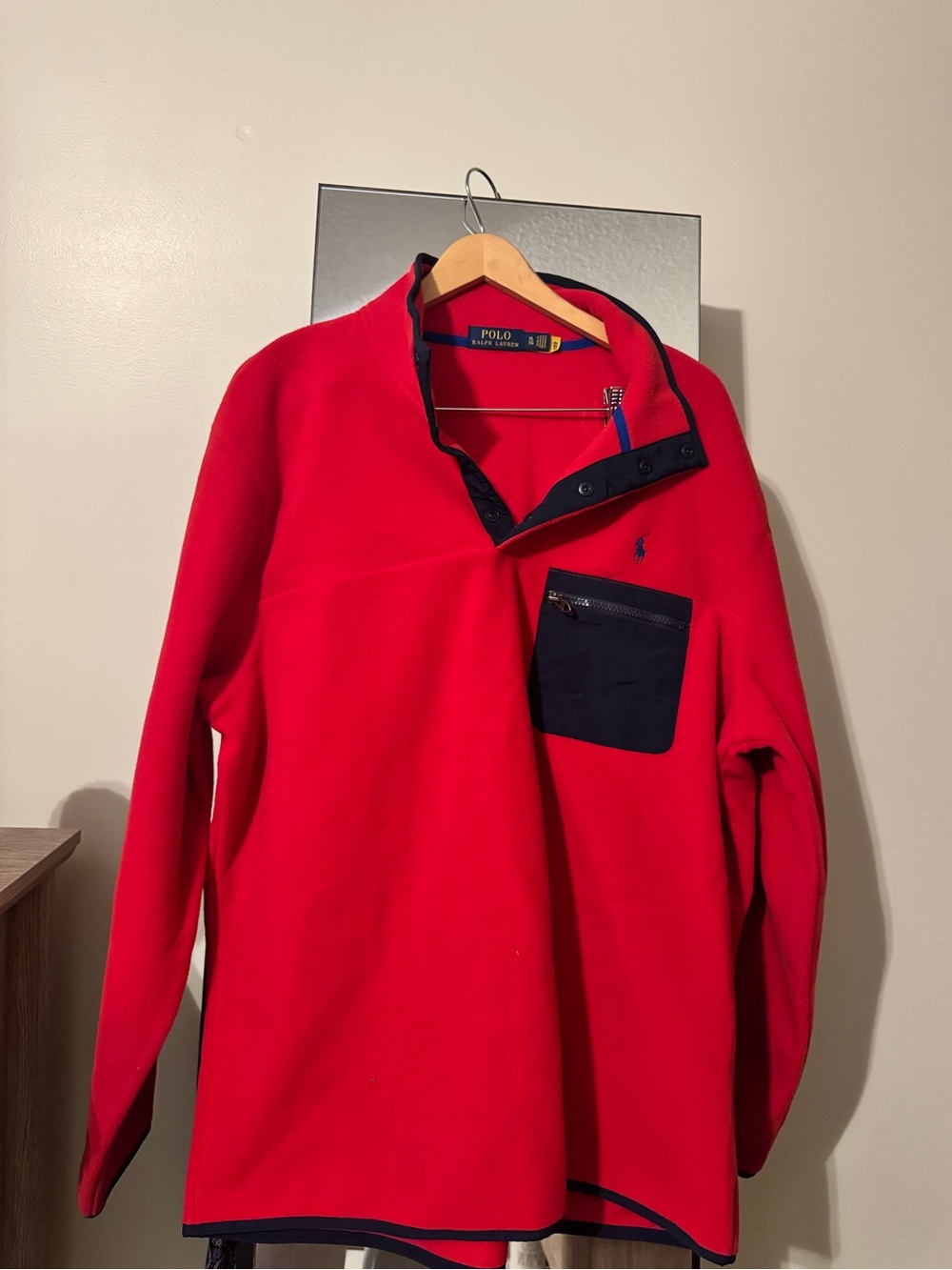 Polo by Ralph Lauren Red Pullover with Navy Pocket